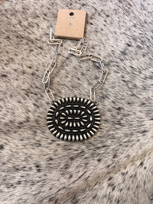 Big Silver Circle Necklace
