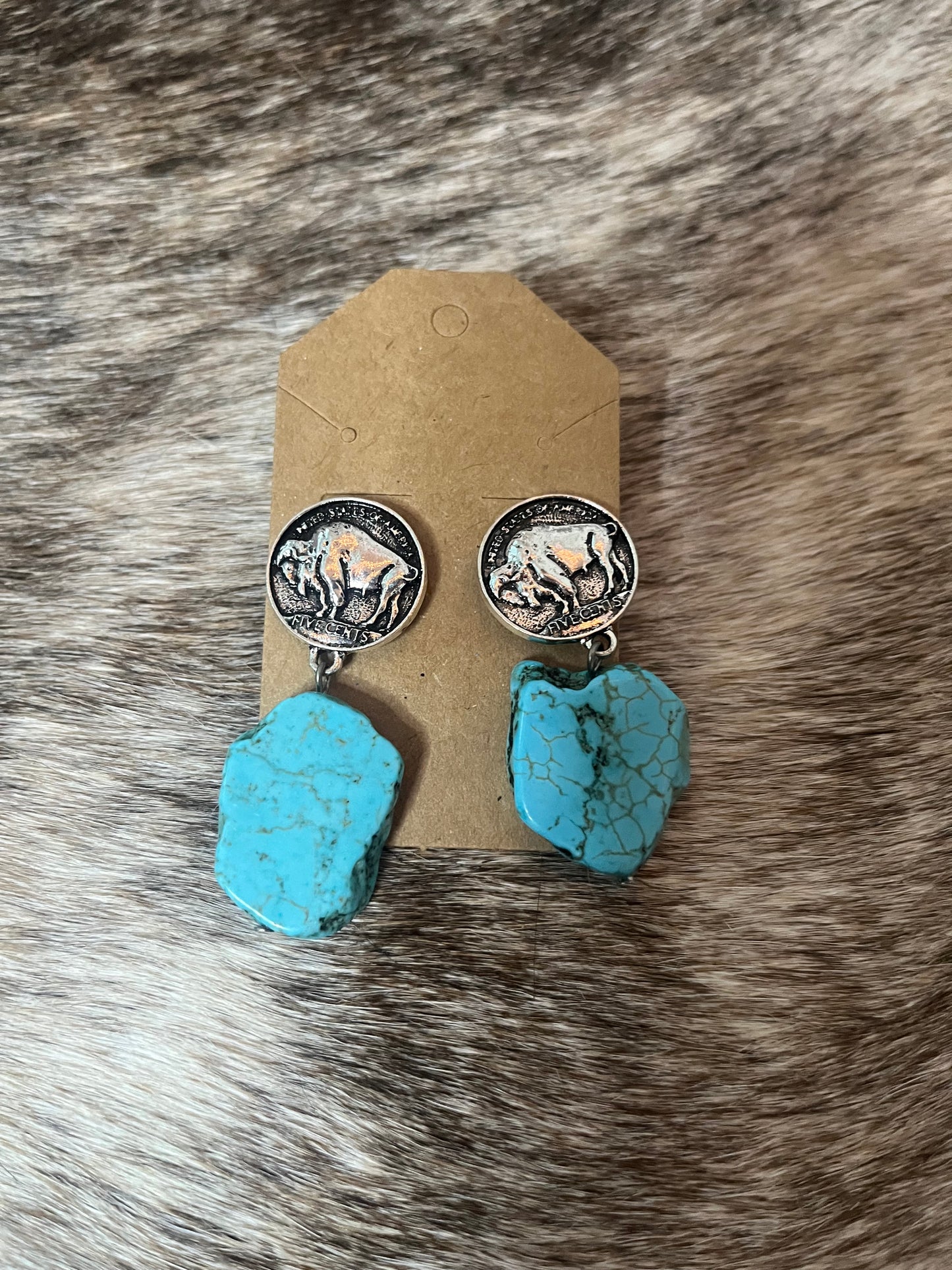 Coin and Stone Earrings