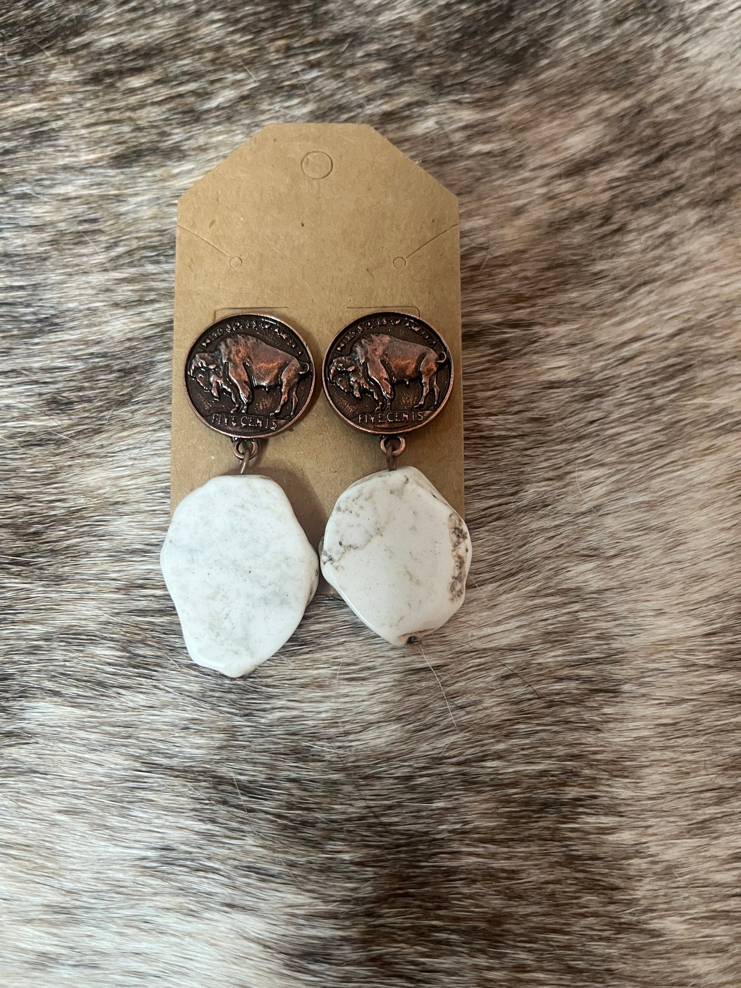 Coin and Stone Earrings