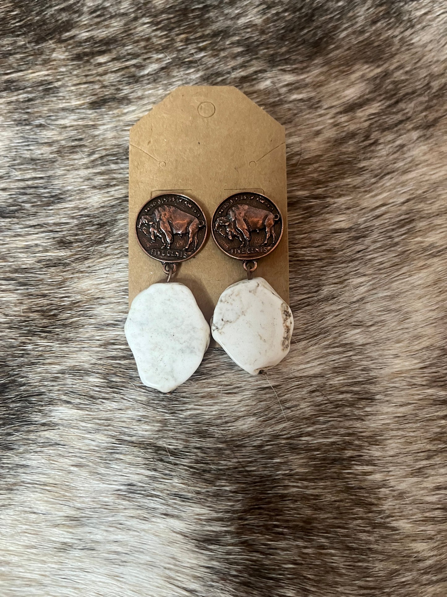 Coin and Stone Earrings