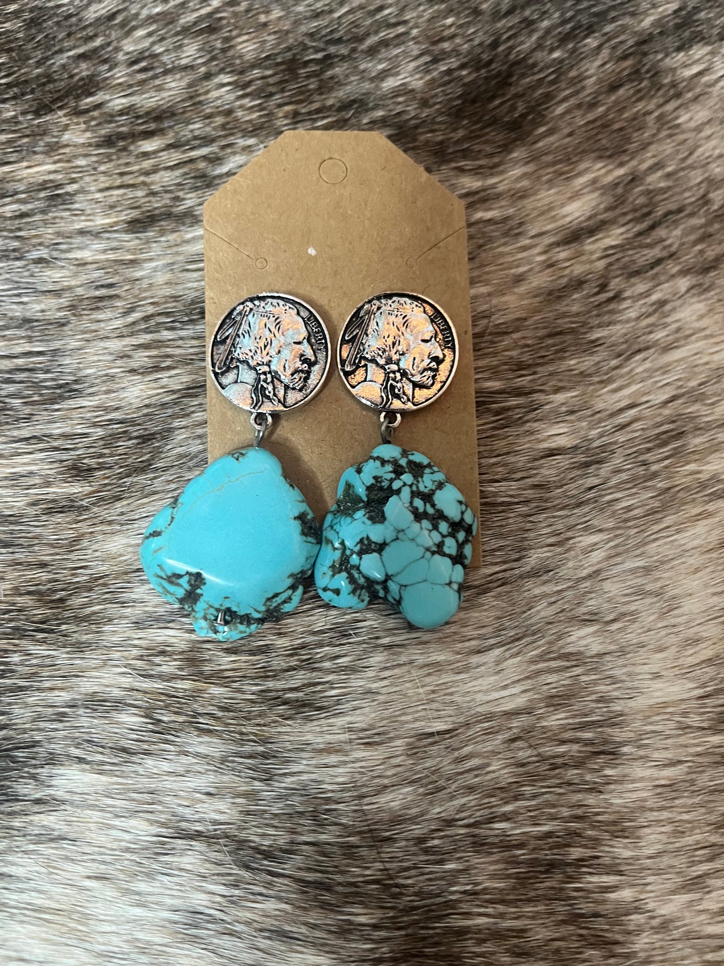 Coin and Stone Earrings