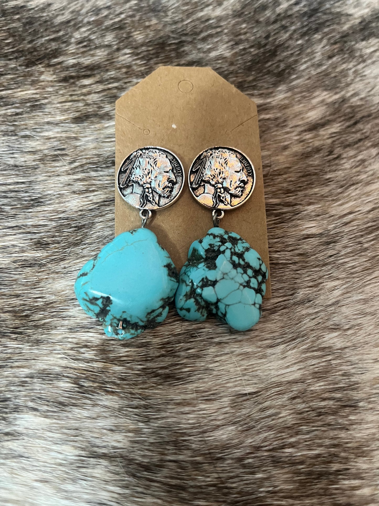 Coin and Stone Earrings