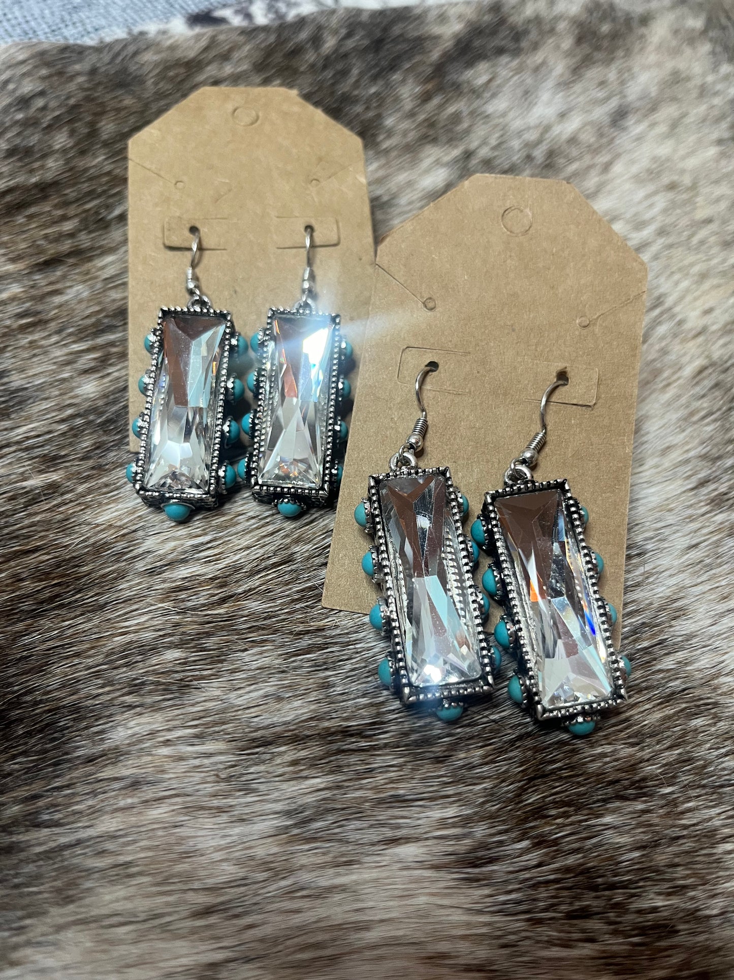 Clear and Turquoise Earrings