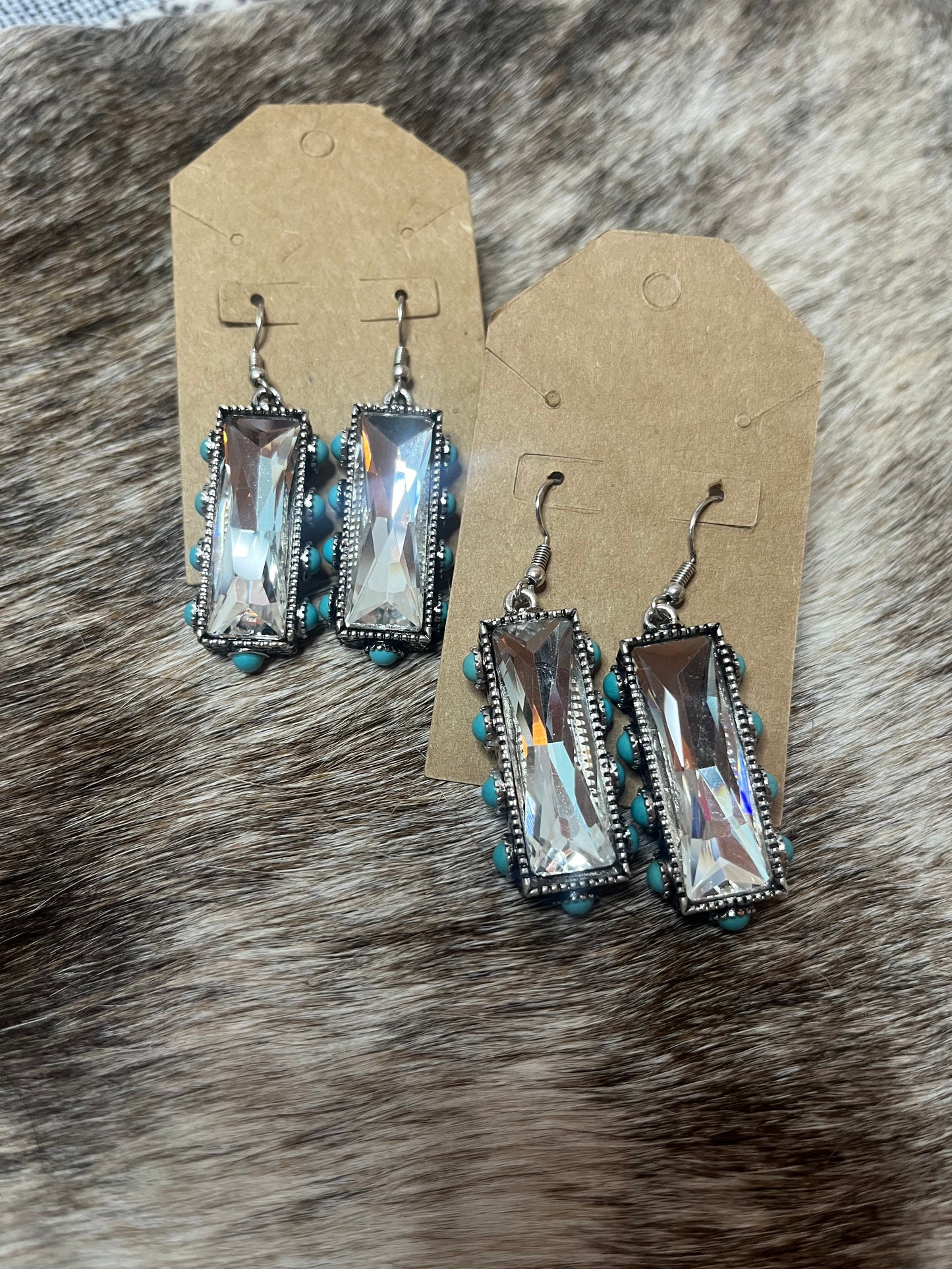 Clear and Turquoise Earrings