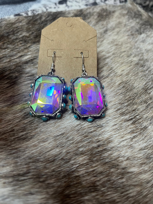 Holographic Earrings w/turquoise