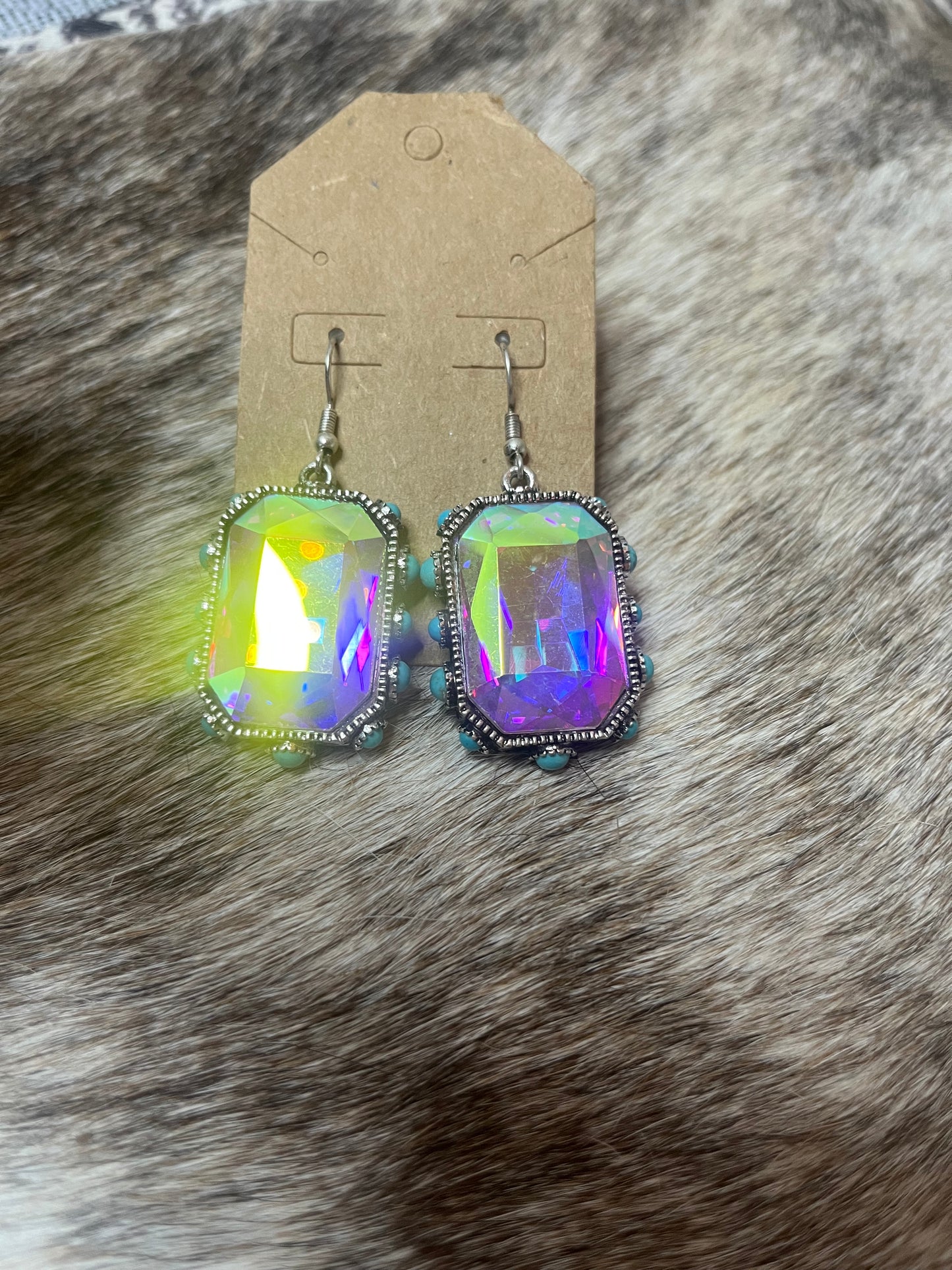 Holographic Earrings w/turquoise