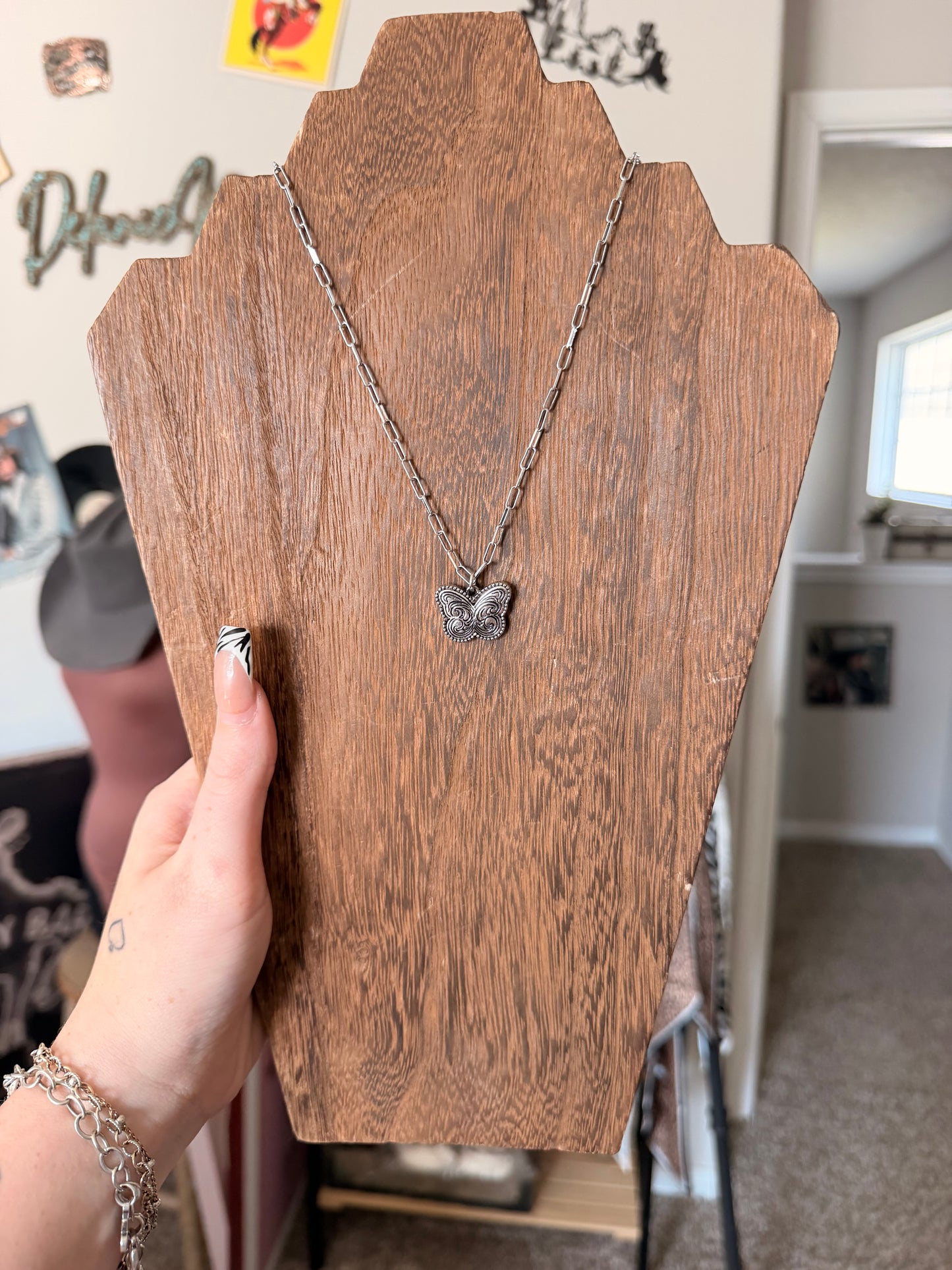Butterfly Tooled Necklace