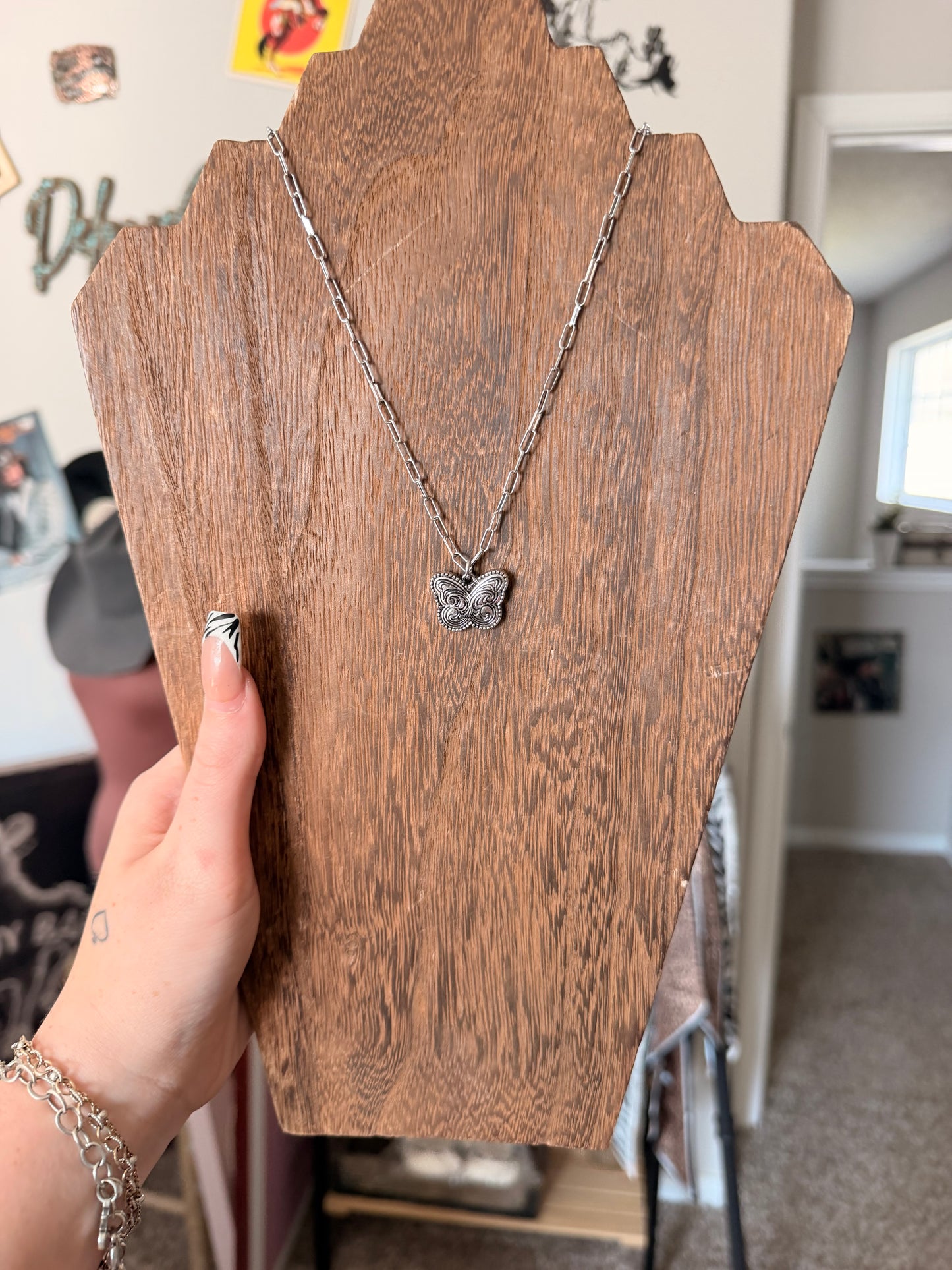 Butterfly Tooled Necklace