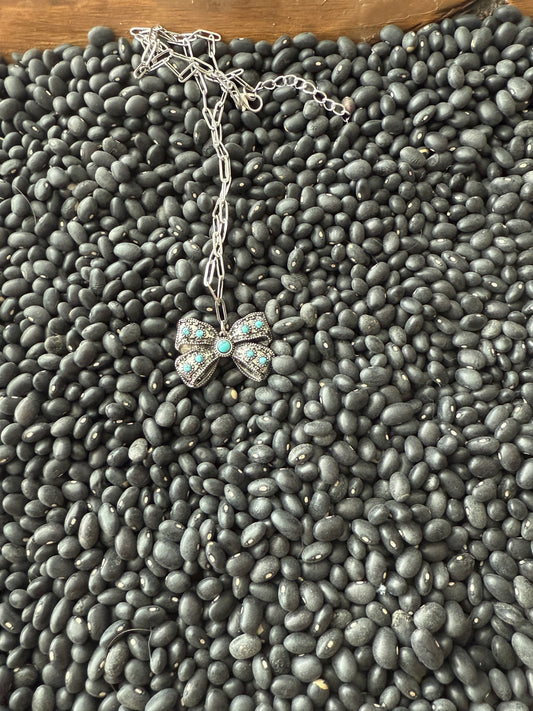 Turquoise and Metal Bow