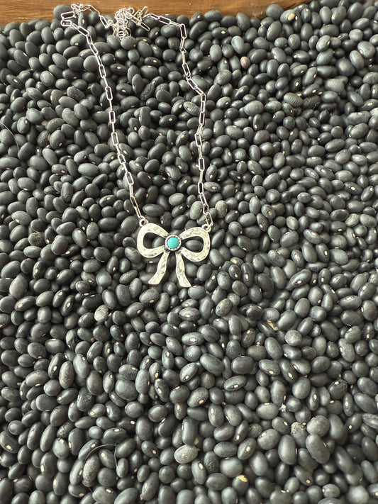 Turquiouse Metal Bow Necklace