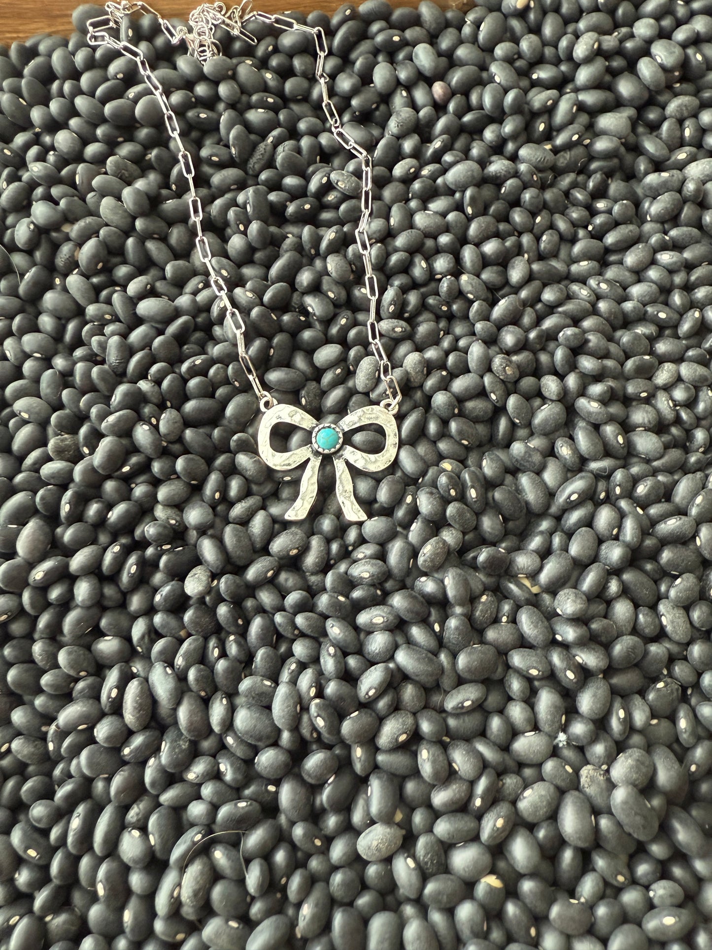 Turquiouse Metal Bow Necklace