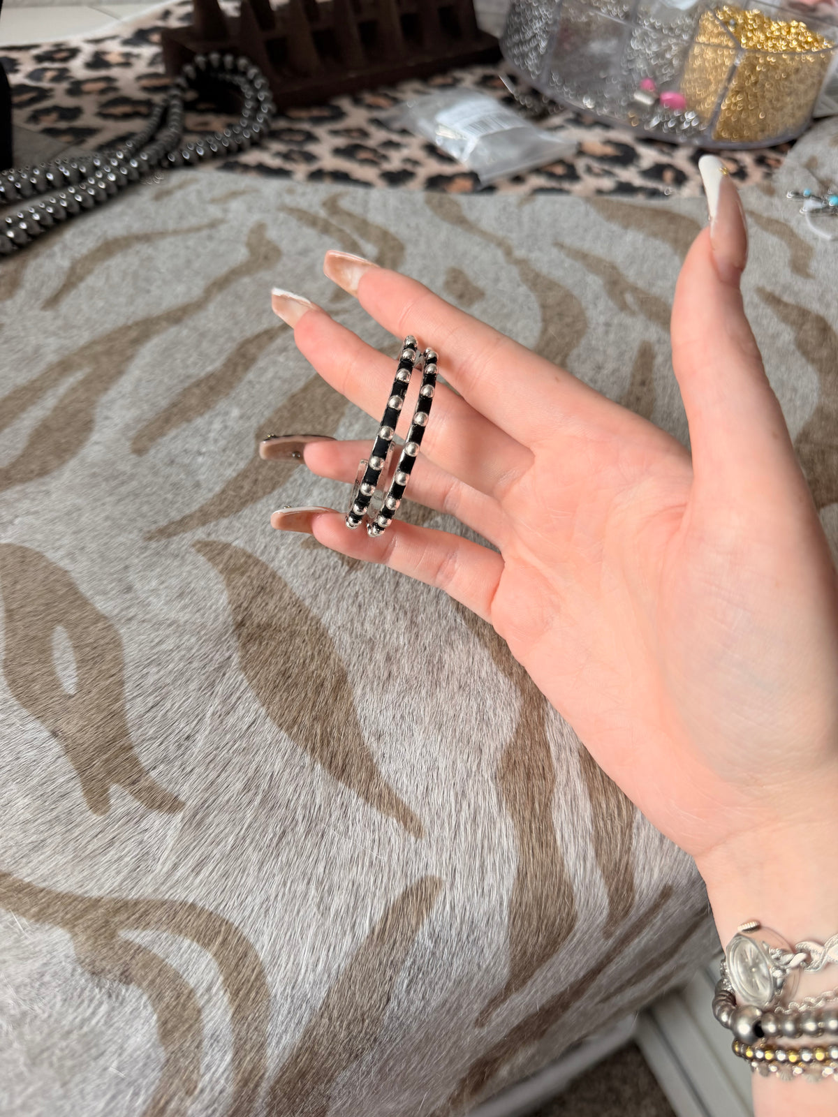 Half Dot Hoop Earrings