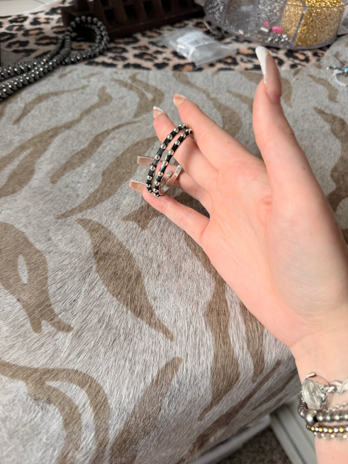 Half Dot Hoop Earrings