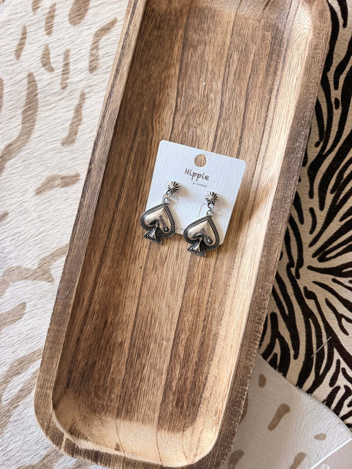 Silver Spade Earrings