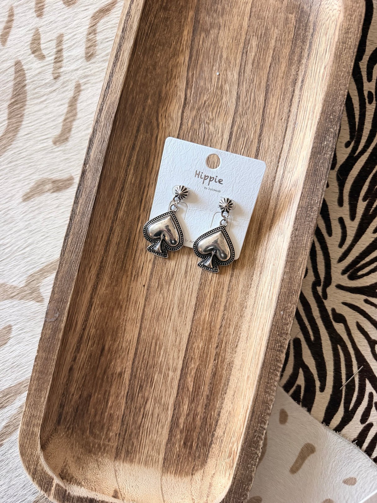 Silver Spade Earrings