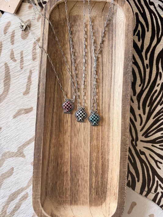 Checkered Spade Necklace