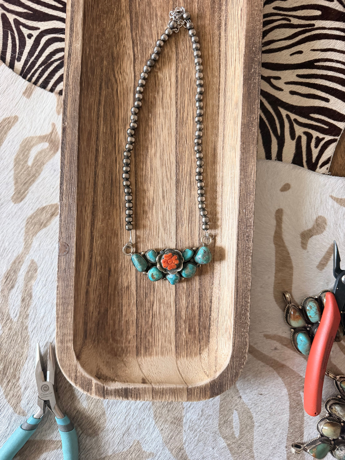 Turquoise and Flower Pendent