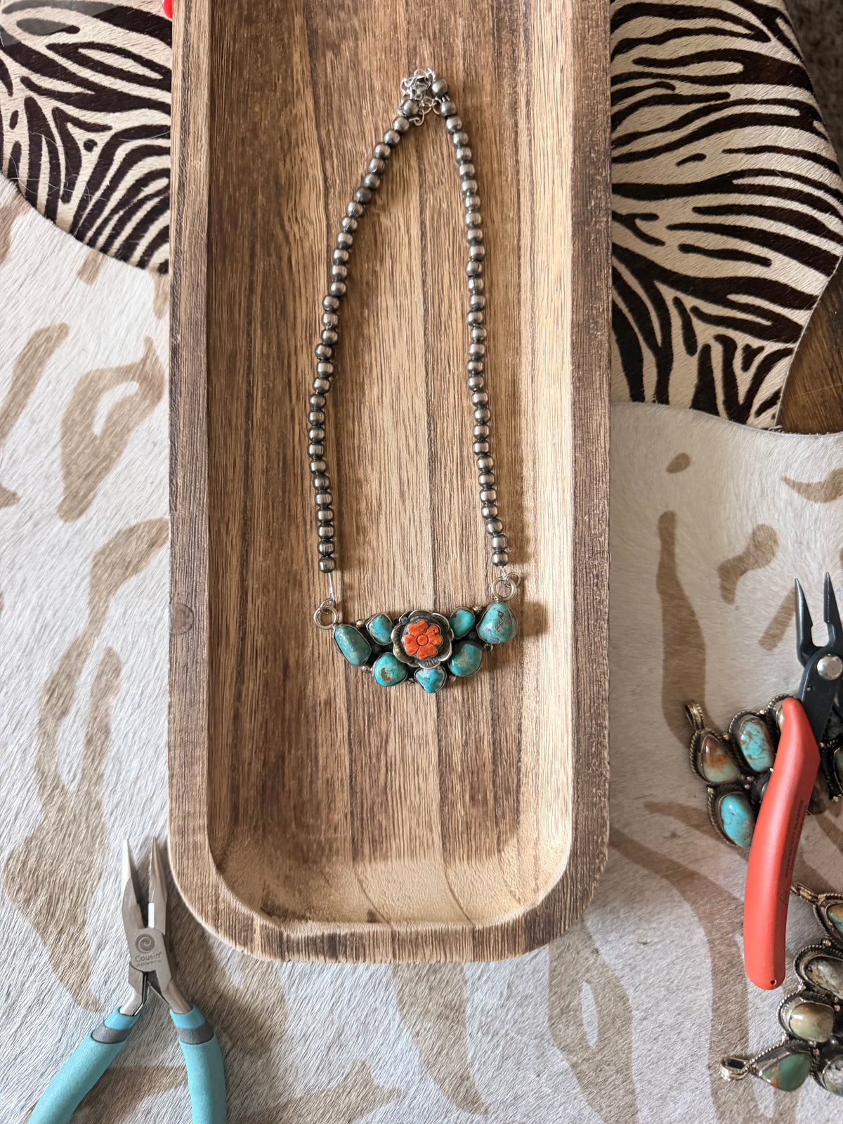 Turquoise and Flower Pendent