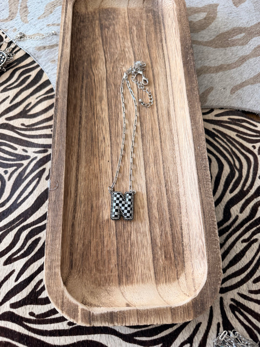 Checkered "N" Necklace