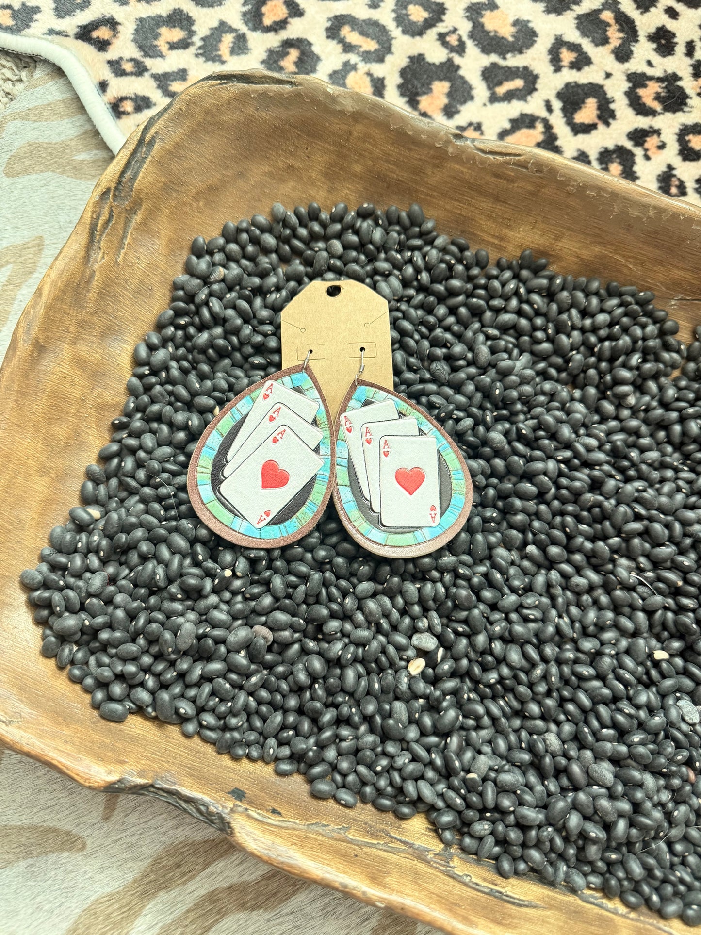 Leather Card Earrings (Red)