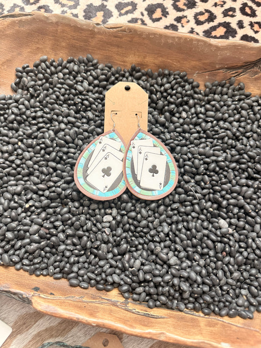 Leather Card Earrings (Black)