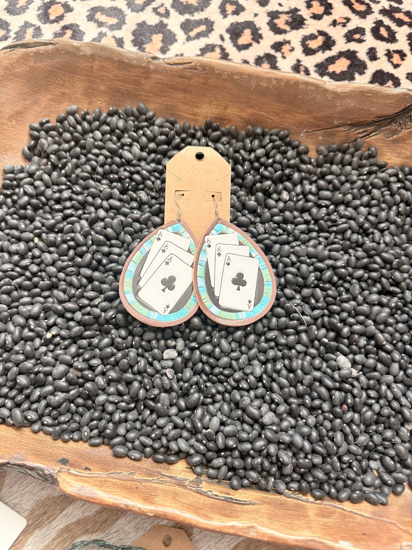 Leather Card Earrings (Black)