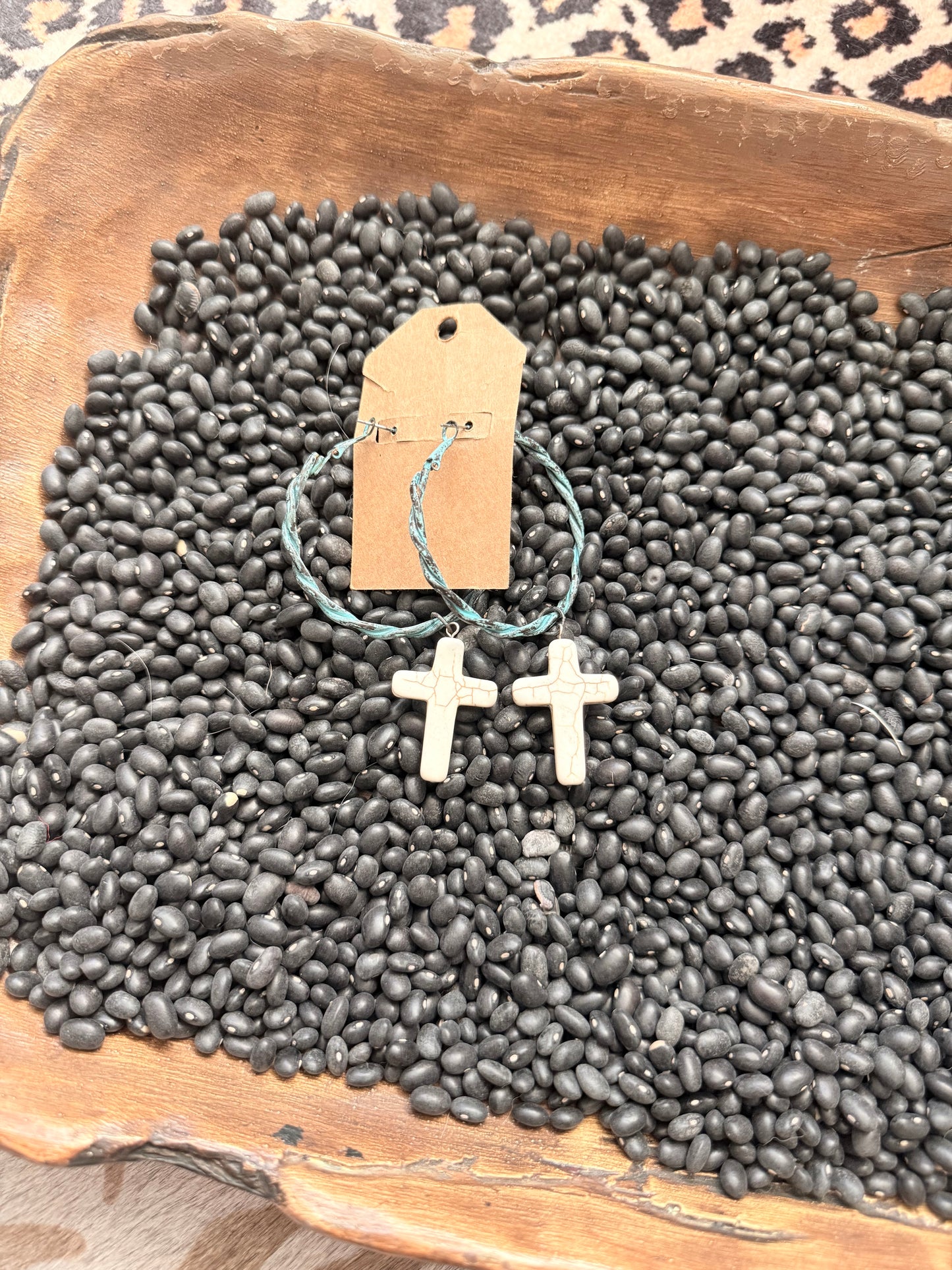 Vintage Turquoise Cross Hoops