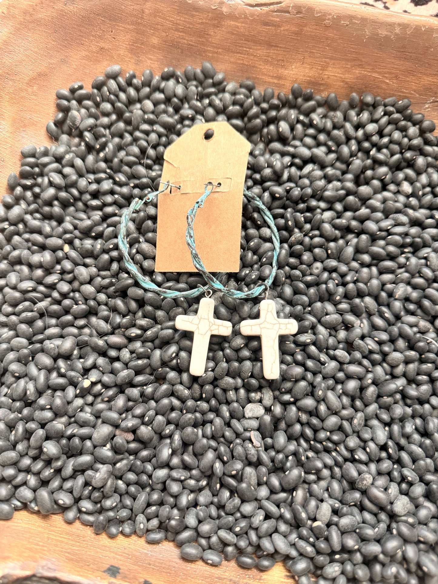 Vintage Turquoise Cross Hoops