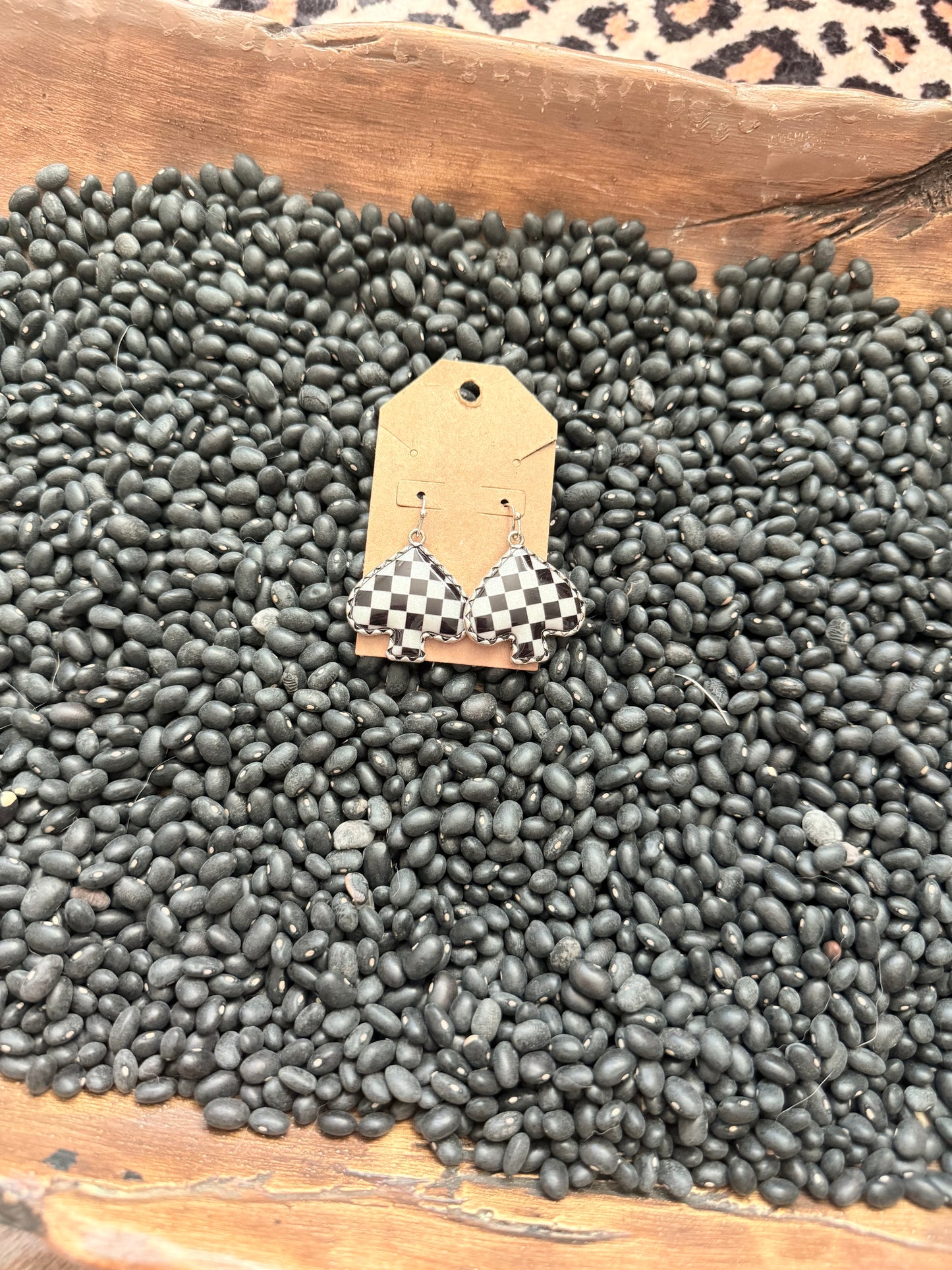Checkered Spade Earrings