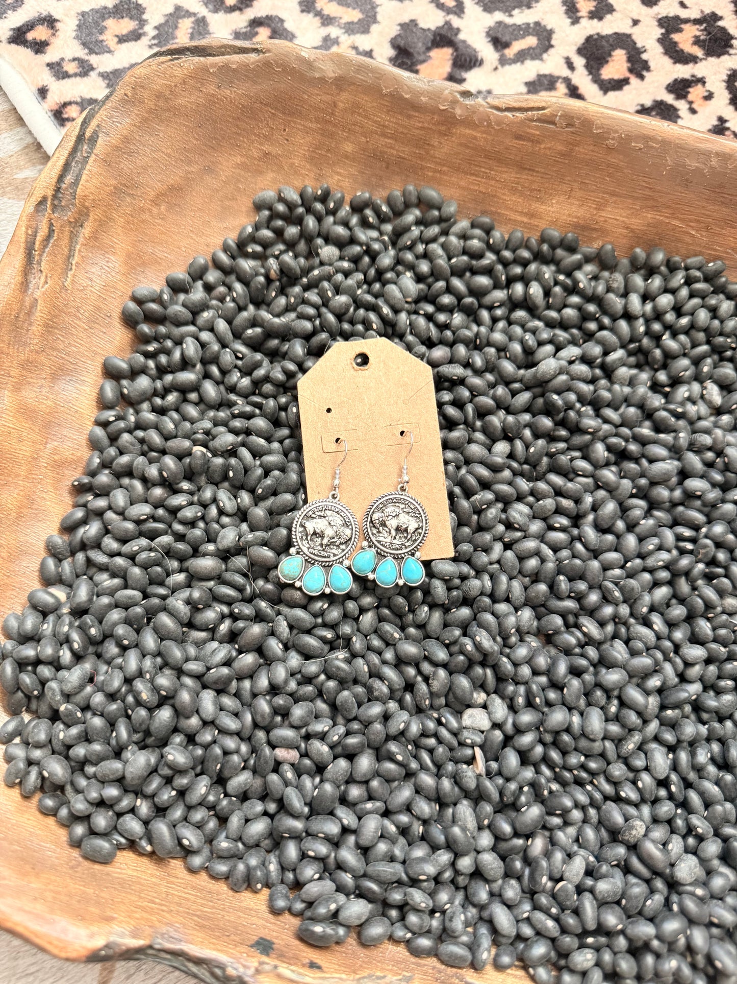 3 Stone Buffalo Coin Earrings