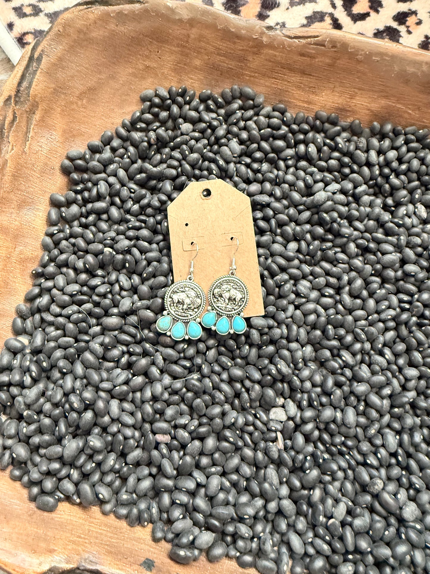 3 Stone Buffalo Coin Earrings