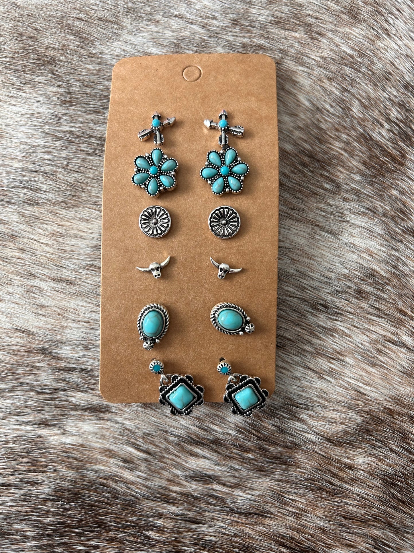 Earring Pack (All around turquoise, Boots and Horses, longhorns and shells)