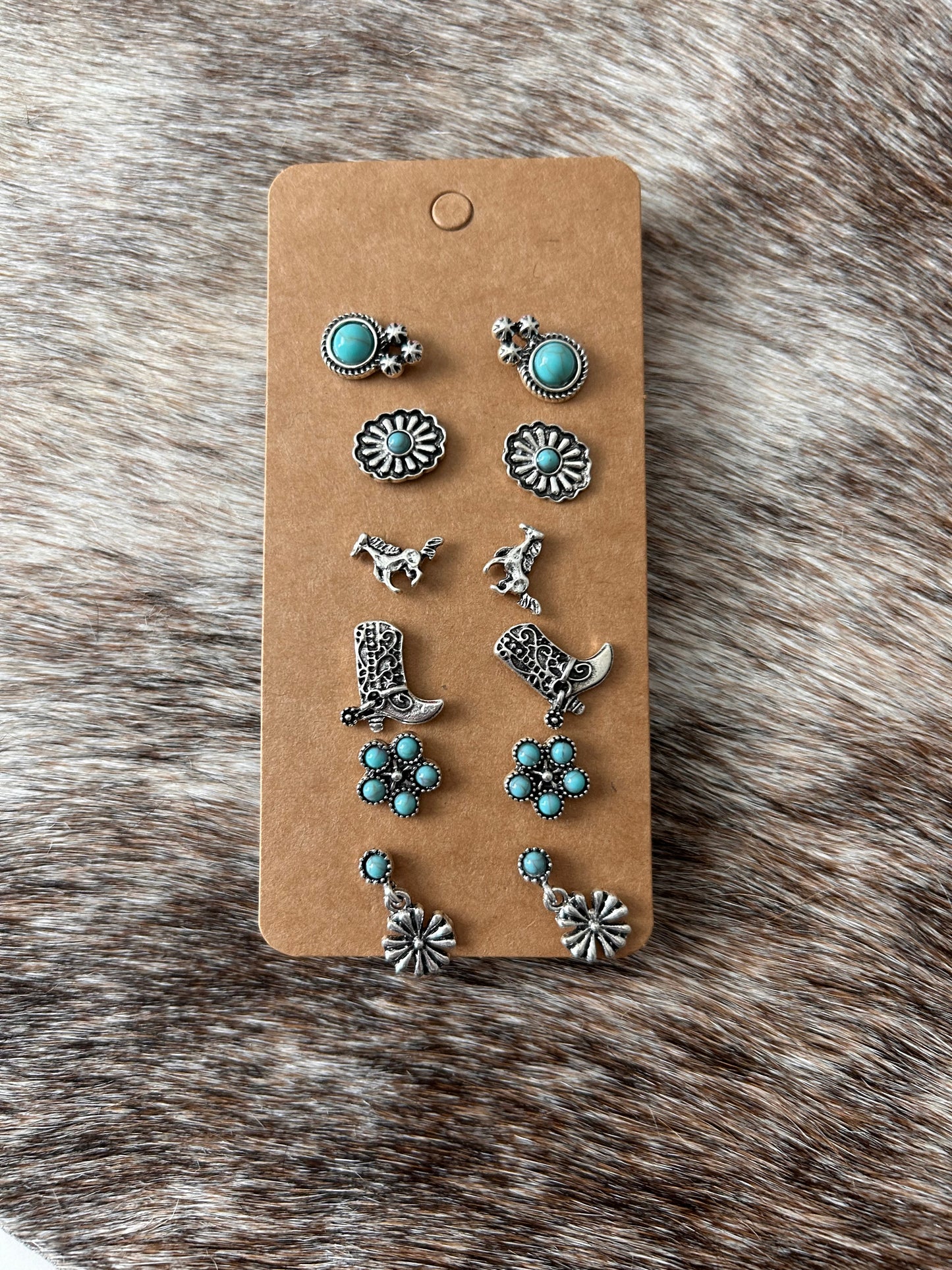 Earring Pack (All around turquoise, Boots and Horses, longhorns and shells)