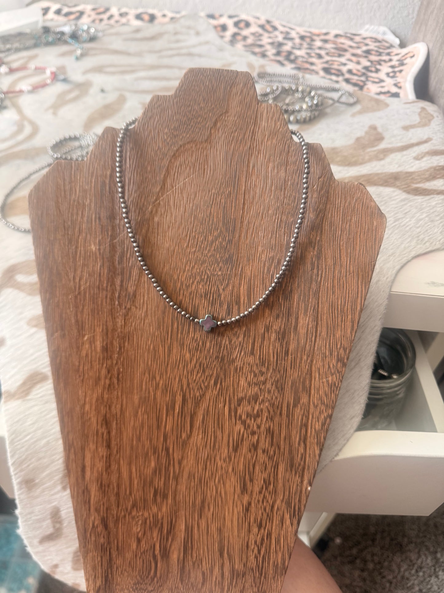 Cross Color Silver Necklace