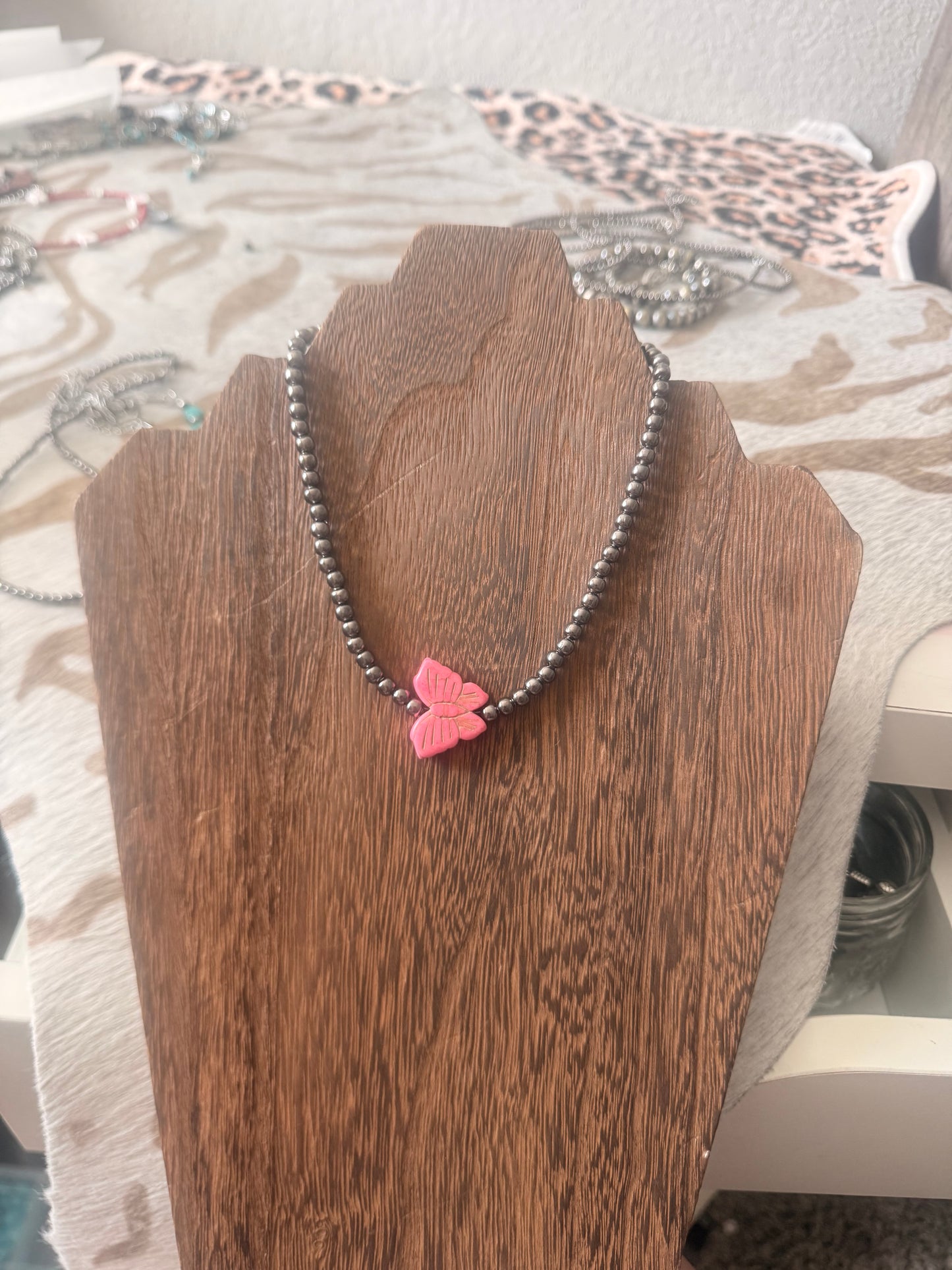 Pink Butterfly Necklace