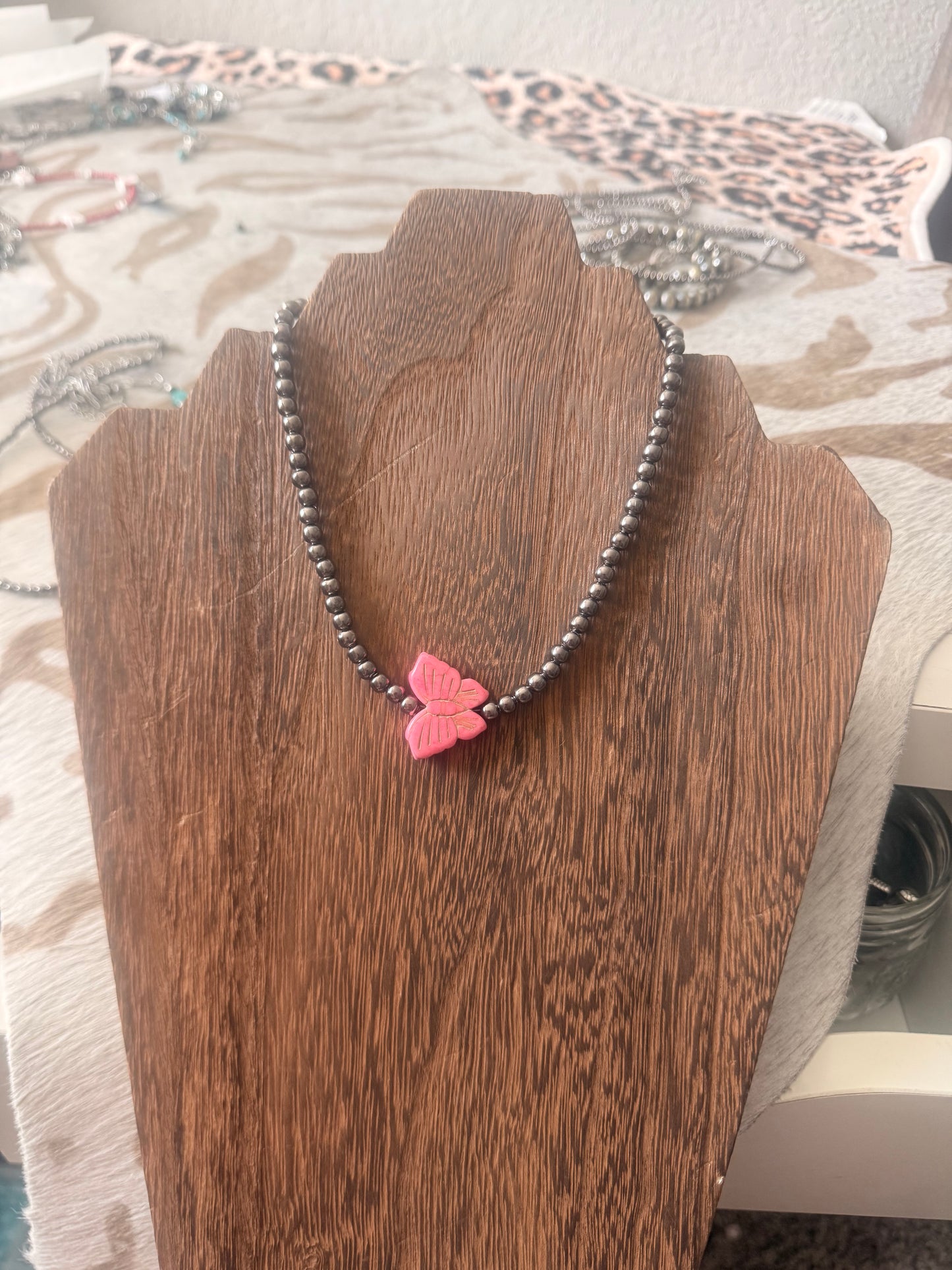 Pink Butterfly Necklace