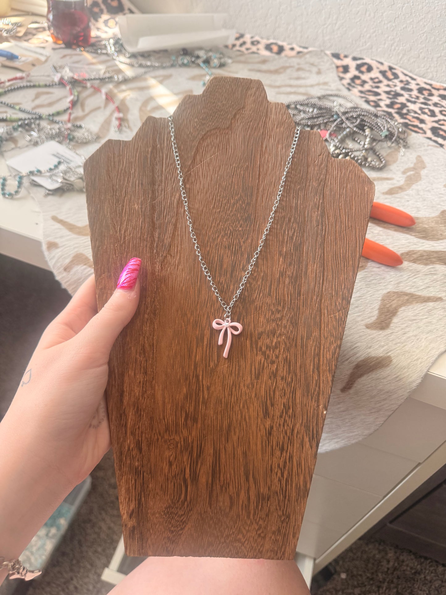 Pink Bow Necklace