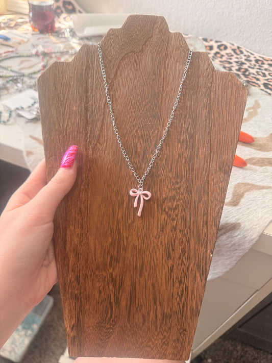 Pink Bow Necklace
