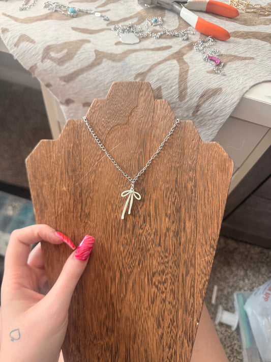 White Bow Necklace