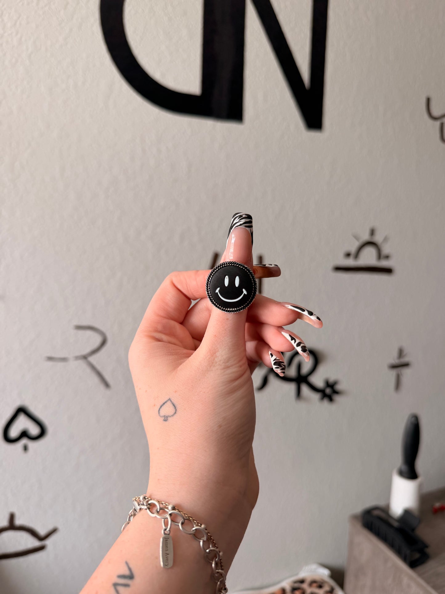 Black Smiley Ring