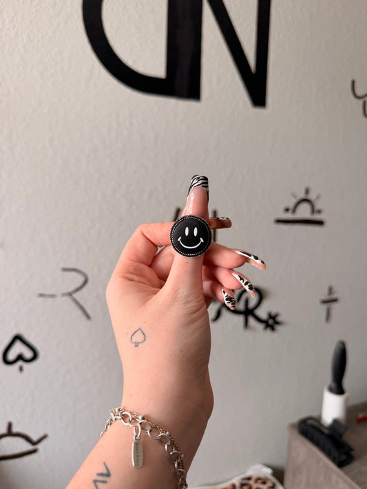 Black Smiley Ring