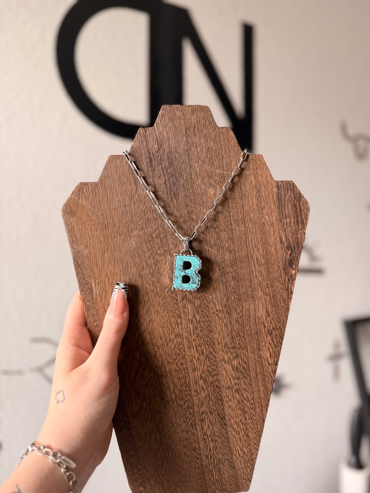 Turquoise Initial Necklaces
