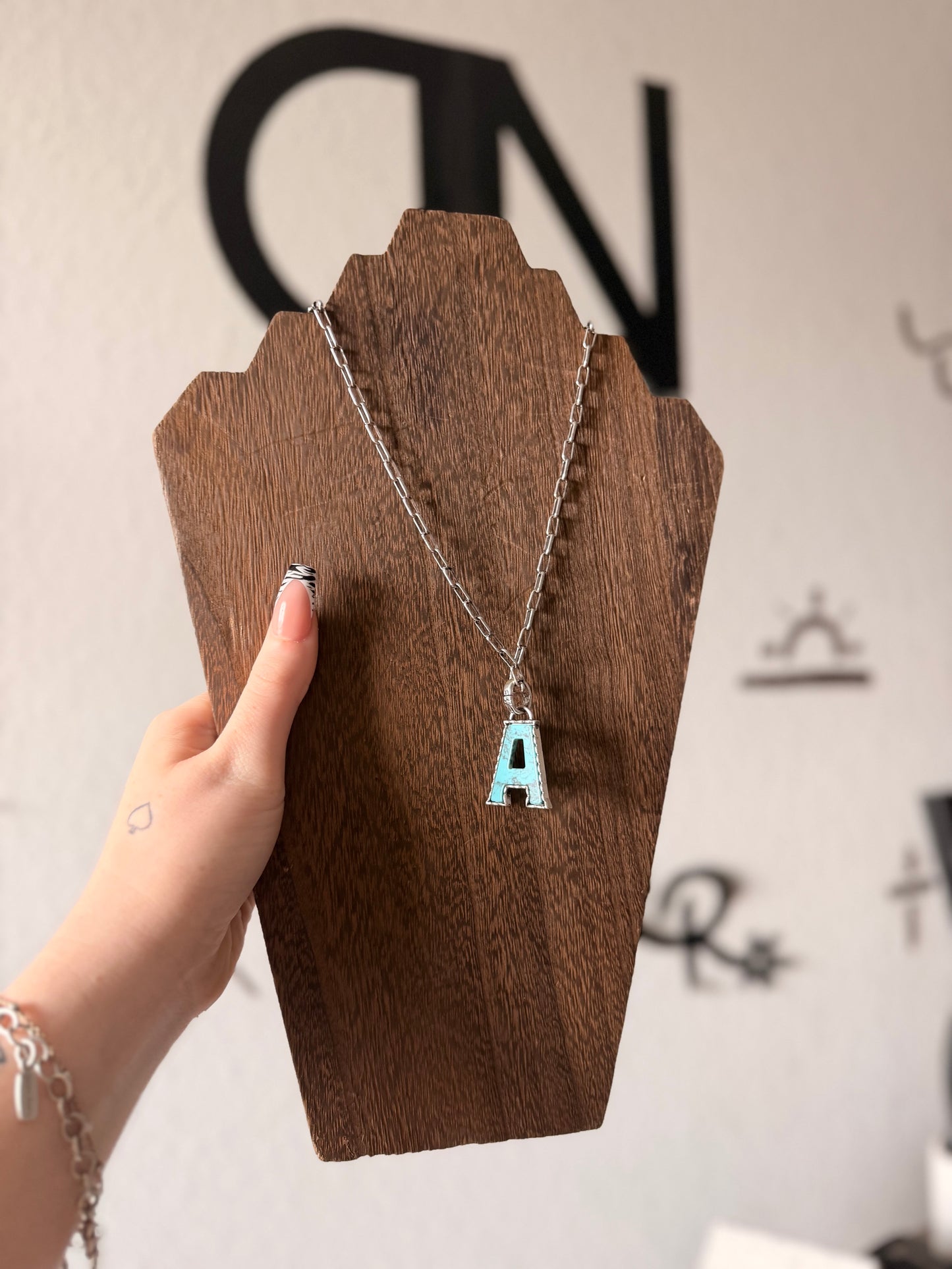 Turquoise Initial Necklaces