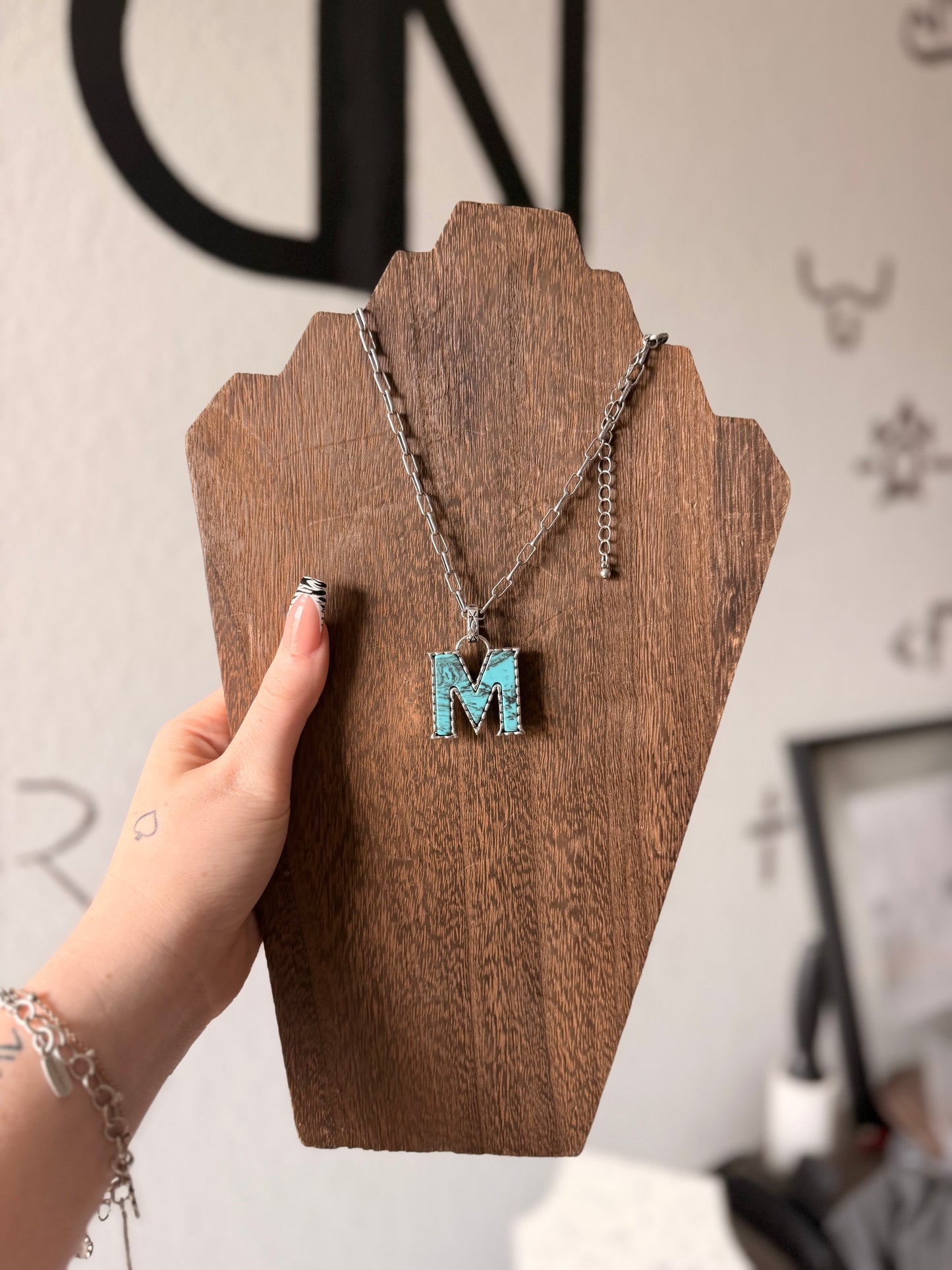 Turquoise Initial Necklaces
