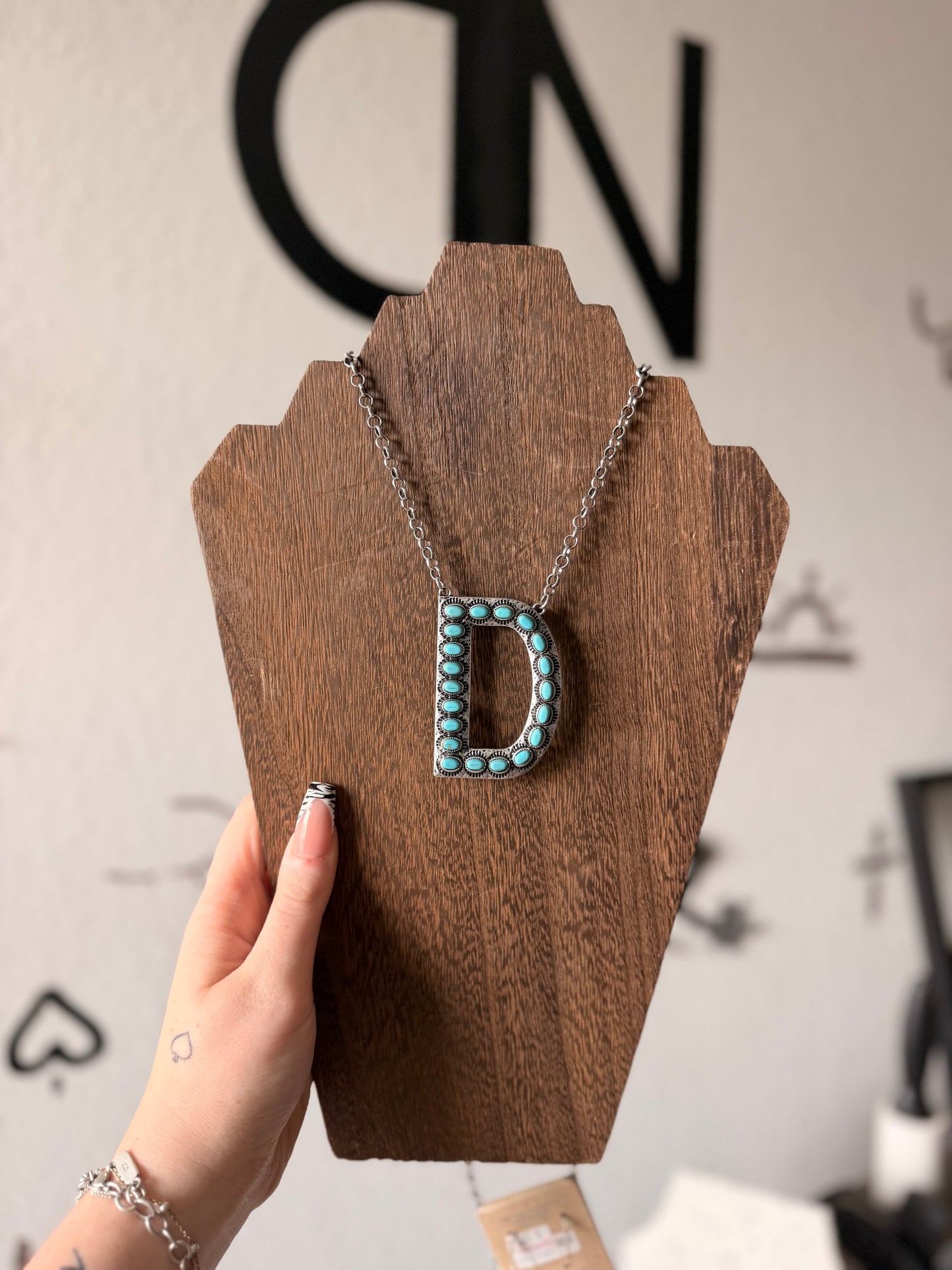 Turquoise D Long Initial