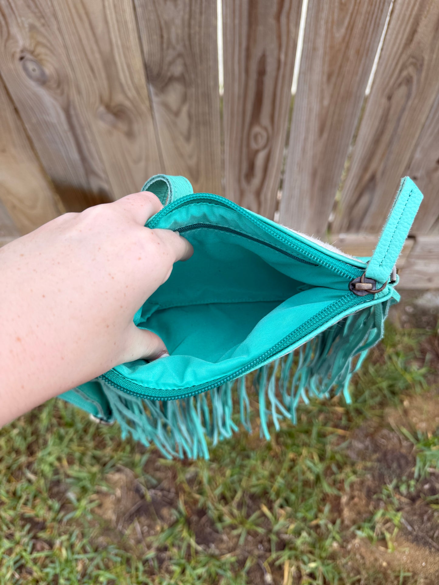 Turquoise Fringe Purse