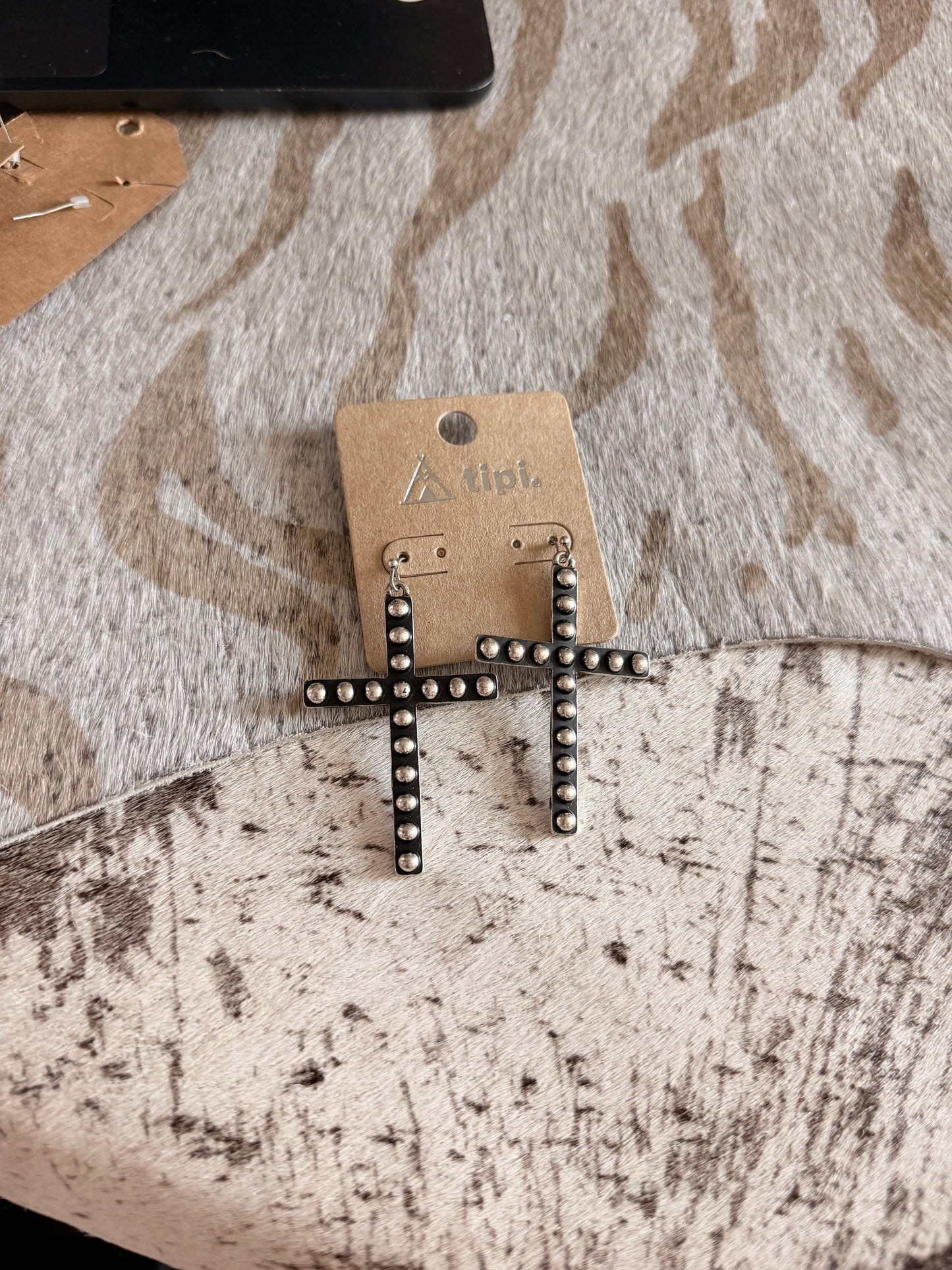 Half Dot Cross Earrings