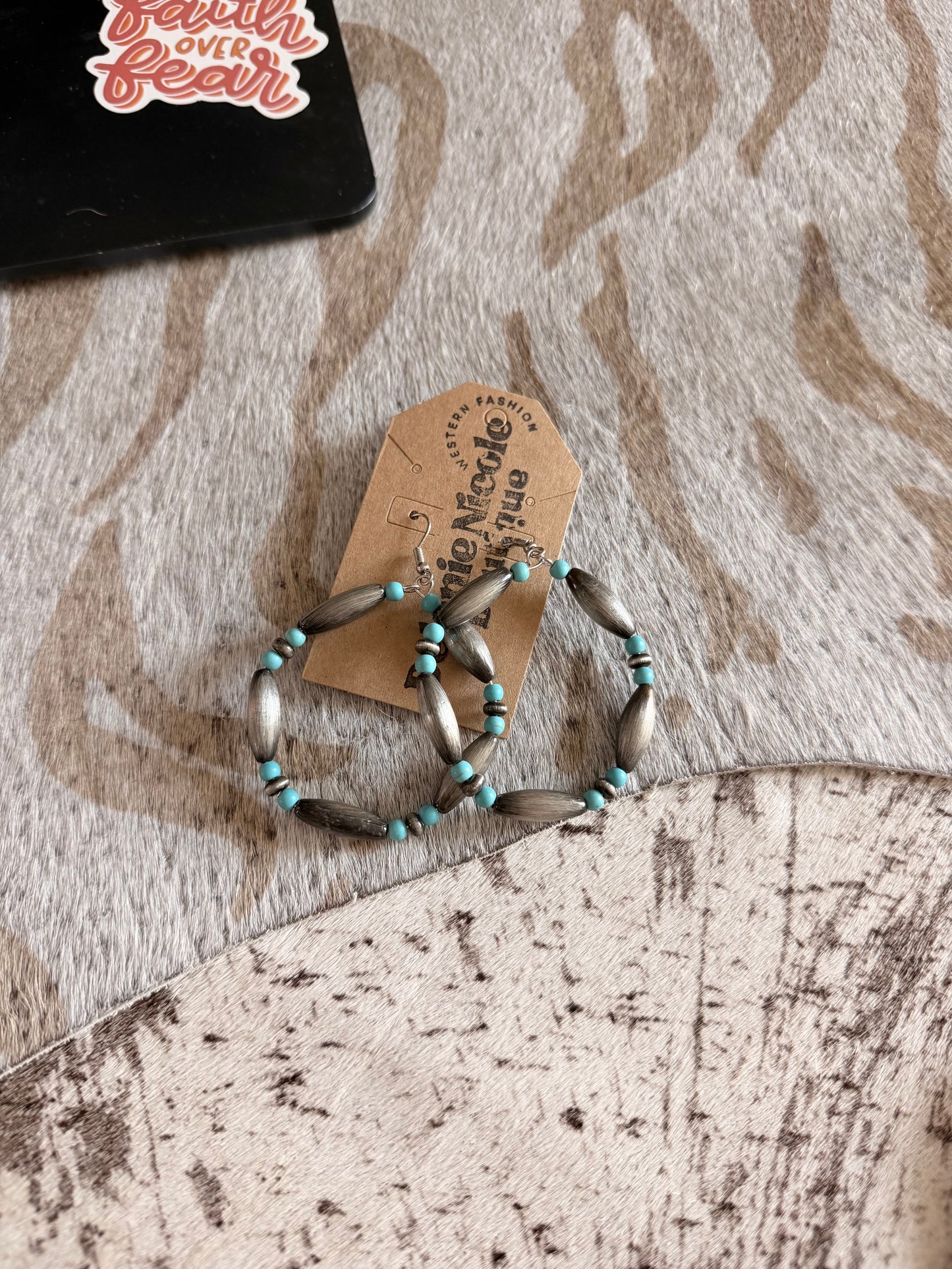 Hoop Silver & Turquoise Earrings