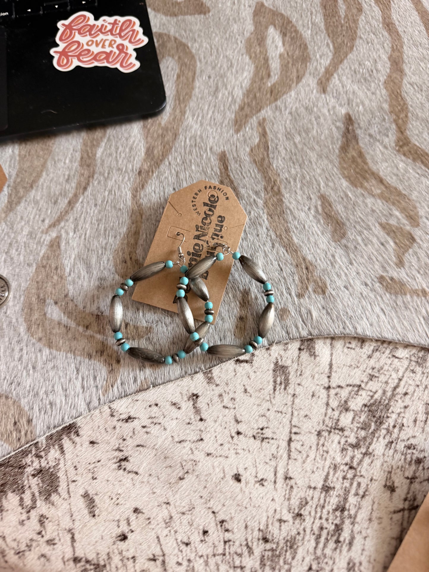 Hoop Silver & Turquoise Earrings