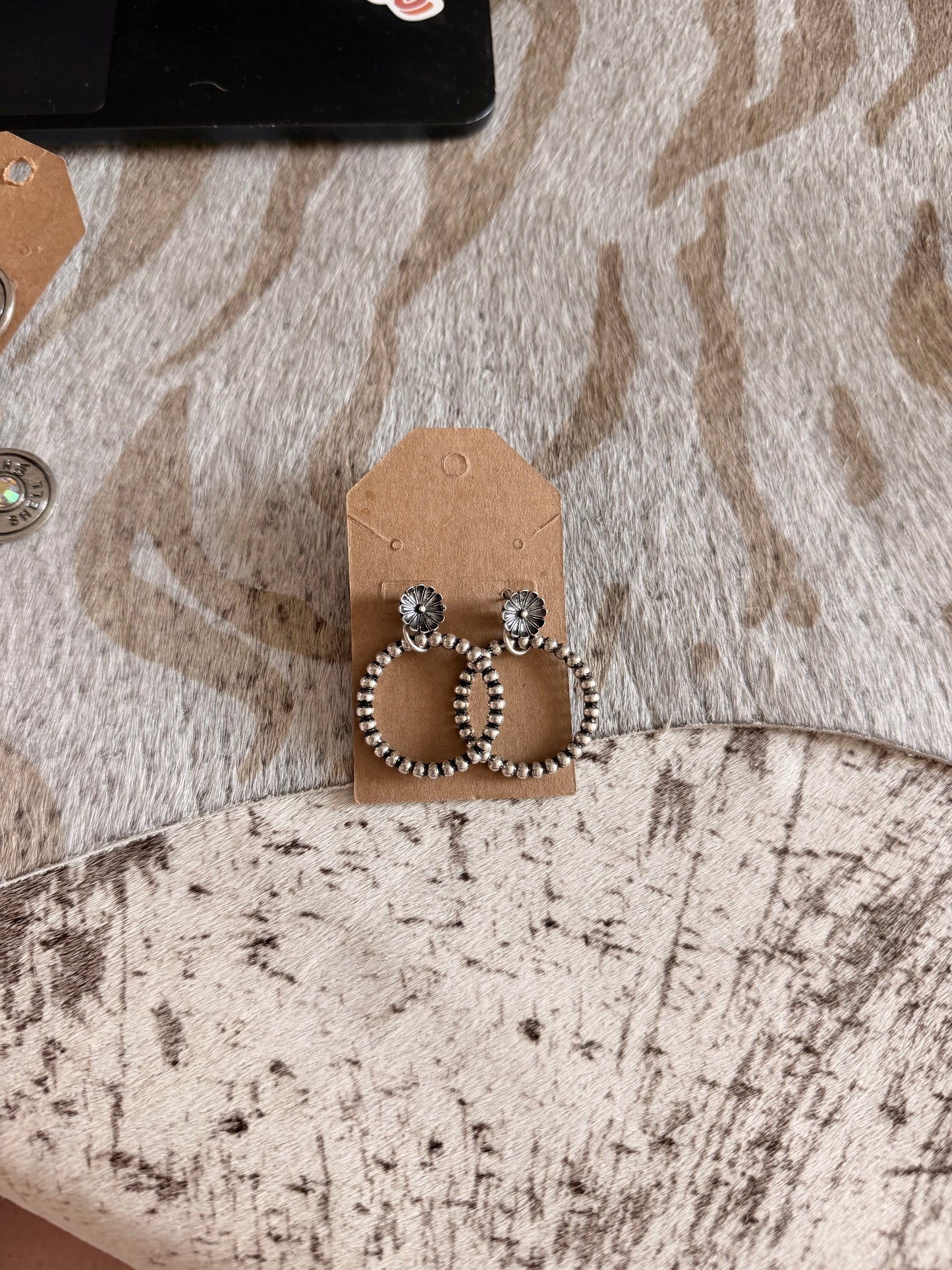 Flower Silver Hoops